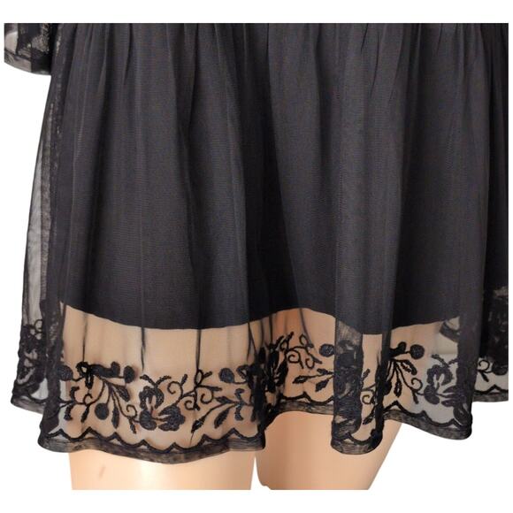 LOGO Lavish Sheer Mesh Embroidery Lace Tunic Dress Medium Witchy Whimsigoth Boho - Picture 4 of 6